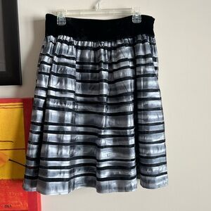 WD.NY Black and Silver Striped A-Line Skirt NWOT